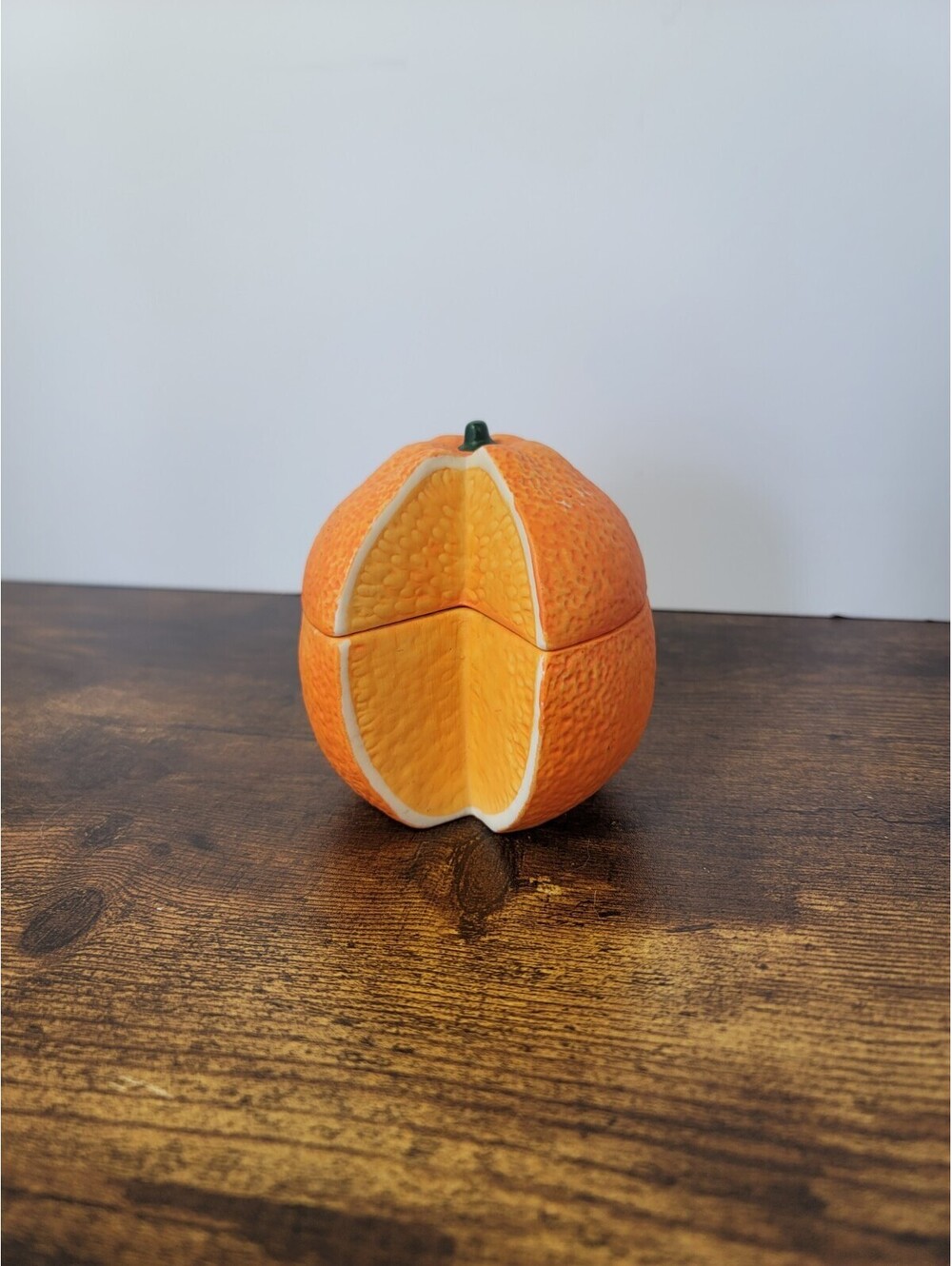 Vintage Ceramic Orange Trinket Dish With Lid